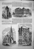 Old Antique Print 1865 Vestry Mary'S Newington Church Sailors Clubhouse 19th