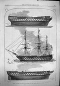 Original Old Antique Print 1865 Ships Navy Gallery Kensington Queen Caledonia