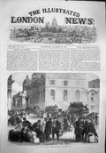 Original Old Antique Print 1865 Pensioners Leaving Greenwich Hospital Transport