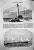 Old Antique Print 1865 Alguada Lighthouse Cape Pegu Dundee Ship Hibernia 19th