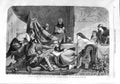 Original Old Antique Print 1865 Esther'S Banquet People Armitage Liverpool Arts