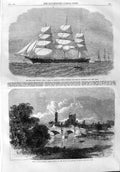 Old Antique Print 1865 Ship Glad Tidings Liverpool Kelson Roxburghshire 19th