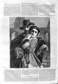 Original Old Antique Print 1865 Portrait Guardian Young Woman Man Elmore 19th