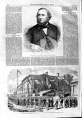 Original Old Antique Print 1865 William Wallace Composer Shanghai Masonic 19th