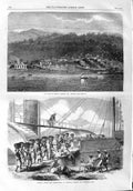 Old Antique Print 1865 Morant Bay Jamaica Coaling Royal Mail Ship Packet 19th