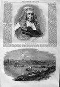 Original Old Antique Print 1865 Portrait Justice Lush Foundation Bridge Prague