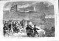Old Antique Print 1865 Rocket-Line Exercise Tynemouth Volunteer Brigade 19th