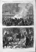 Old Antique Print 1865 Prince Wales Melford Bonfire Shooting Party Game 19th