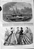 Old Antique Print 1865 Emigrant Ship Amoor Plymouth Paris Ladies Fashion 19th