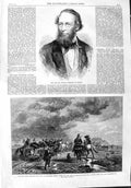 Old Antique Print 1865 Dr. Lindley Professor Botany Military Army Jersey 19th