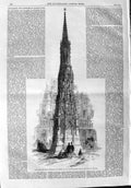 Old Antique Print 1865 Eleanor Cross Charing Cross Hotel Railway Station 19th