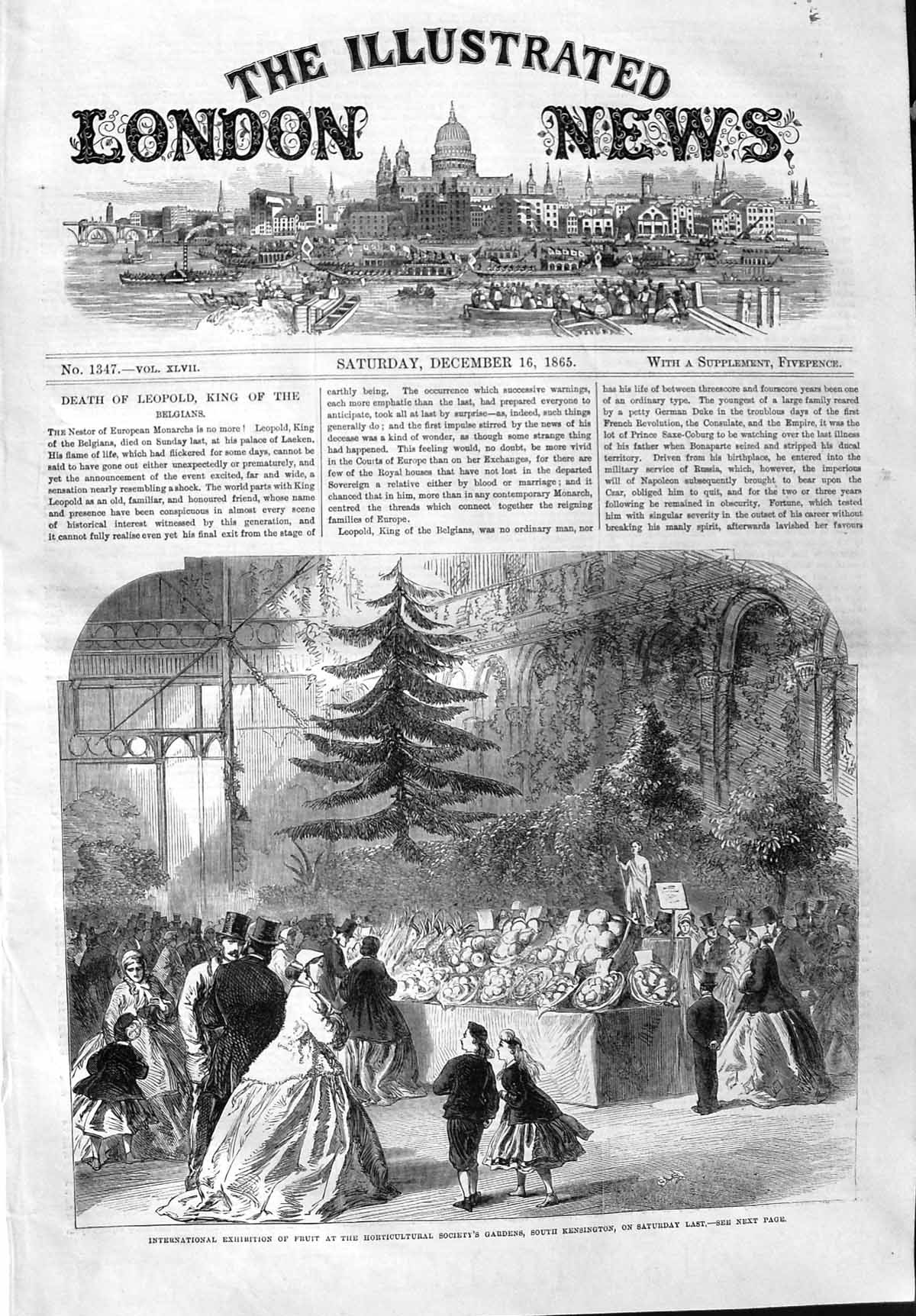 Old Antique Print 1865 Exhibition Fruit Horticultural Gardens Kensington 19th
