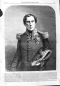 Original Old Antique Print 1865 Portrait King LeopBelgians Saxe-Coburg 19th