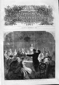 Old Antique Print 1865 Christmas Chorus Uncle Evered Comic Song Robinson 19th