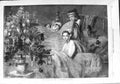 Original Old Antique Print 1865 Private View Fitzgerald Christmas Tree Children