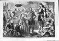 Original Old Antique Print 1865 Scene Origin Wassail Bowl James Godwin 19th