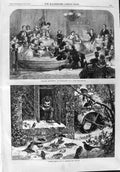 Original Old Antique Print 1865 Christmas Children Games Feeding Birds Goddard