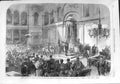Original Old Antique Print 1865 King LeopOath Belgian Senate Chamber Deputies