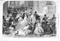 Original Old Antique Print 1866 Scene Returning Performance Pantomime Christmas