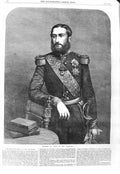 Original Old Antique Print 1866 Portrait King LeopBelgians Queen Royalty 19th