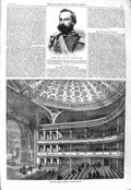 Original Old Antique Print 1866 General Prado Dictator Peru Theatre Blackfriars