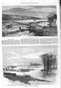 Original Old Antique Print 1866 Flood Cowley Bridge River Exeter Thames Windsor