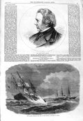 Old Antique Print 1866 William Harvey Laconia Ship Rescue Amalia Biscay 19th