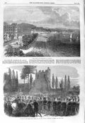 Old Antique Print 1866 Nice Promenade Funeral John Gibson Cemetery Rome 19th