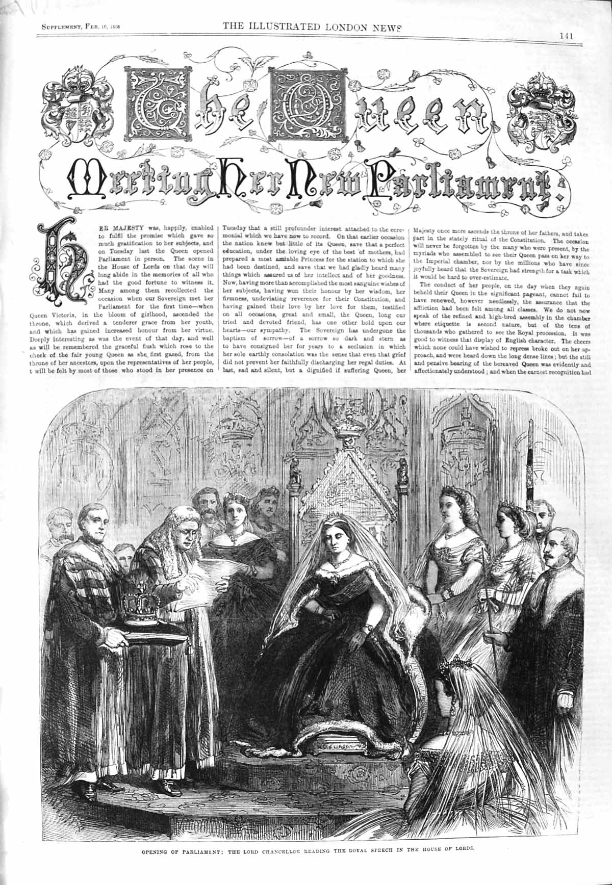 Original Old Antique Print 1866 Parliament House Lords Normandy Morley Graham