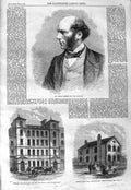 Old Antique Print 1866 Thomas Hughes Lambeth Police Station Whittlesford 19th