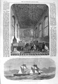 Original Old Antique Print 1866 Savoy Chapel Strand Peruvian Turret Ship 19th