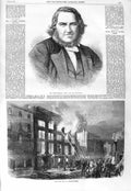 Old Antique Print 1866 James Simpson Edinburgh Fire Oxford Street London 19th
