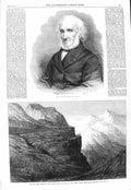 Original Old Antique Print 1866 Portrait Petrie Dublin Thull Ghaut Indian 19th
