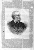 Original Old Antique Print 1866 Portrait Francis Grant President Royal Academy