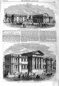 Old Antique Print 1866 Montgomery Memorial Building Lahore Museum Sydney 19th