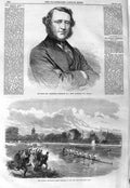Old Antique Print 1866 Chichester Fortescue Ireland Oxford Boat Race Isis 19th