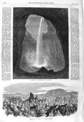 Old Antique Print 1866 Waterfall Kvarnarafoss Skogar Lava Field Kapella 19th