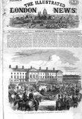 Original Old Antique Print 1866 Queen Reviewing Troops Barracks Aldershott Army