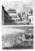 Original Old Antique Print 1866 Scene Campaign Inside Kirwee India Calpef 19th