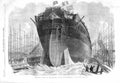 Original Old Antique Print 1866 Launch Iron Clad Ship Frigate Northumberland