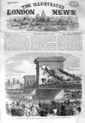 Original Old Antique Print 1866 Oxford Cambridge Boat Race Hammersmith Bridge