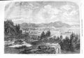 Original Old Antique Print 1866 Timber Booms St. John River New Brunswick Trees