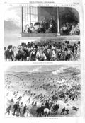 Original Old Antique Print 1866 Volunteer Review Brighton Royal Balcony Stand