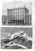 Old Antique Print 1866 London Lewis Allenby Ship Lifeboat Ballycotton Bay 19th