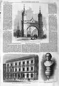 Original Old Antique Print 1866 Memorial Arch Kincardinshire Clubhouse James'S