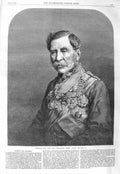 Original Old Antique Print 1866 Portrait General Sir John Fox Burgoyne Bart