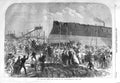Original Old Antique Print 1866 Iron Clad Fleet Ship Launch Northumberland 19th