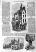 Old Antique Print 1866 College Physicians Warwick Garrison Church Naples 19th