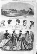 Original Old Antique Print 1866 Paris Fashion Statue Mark Cubbon Bangalor 19th