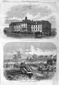 Old Antique Print 1866 Royal Surrey County Hospital Isis Life-Boat Oxford 19th
